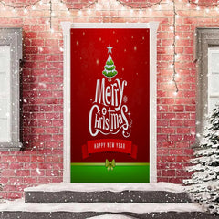 Lofaris Red Green Happy New Year Merry Christmas Door Cover