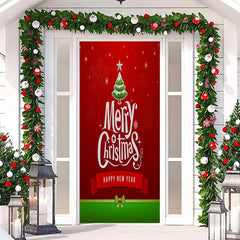 Lofaris Red Green Happy New Year Merry Christmas Door Cover