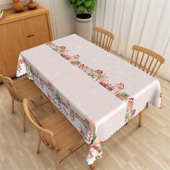 Lofaris Red Green House Pattern Fabric Tablecloth For Kitchen