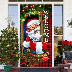 Lofaris Red Green Light Santa Claus Christmas Door Cover