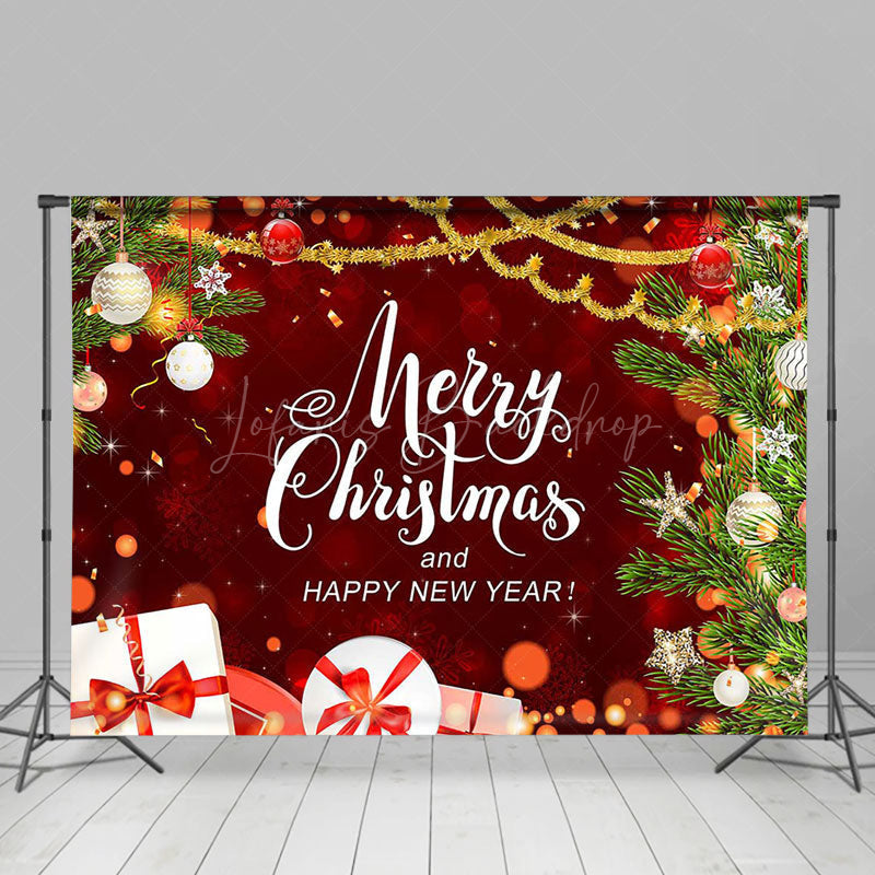 Lofaris Red Green Merry Christmas Happy New Year Backdrop