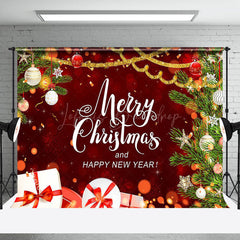 Lofaris Red Green Merry Christmas Happy New Year Backdrop