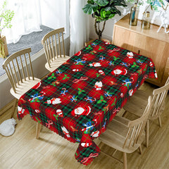 Lofaris Red Green Plaid Snowman Santa Rectangle Tablecloth