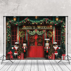 Lofaris Red Green Santas Workshop Soldier Christmas Backdrop