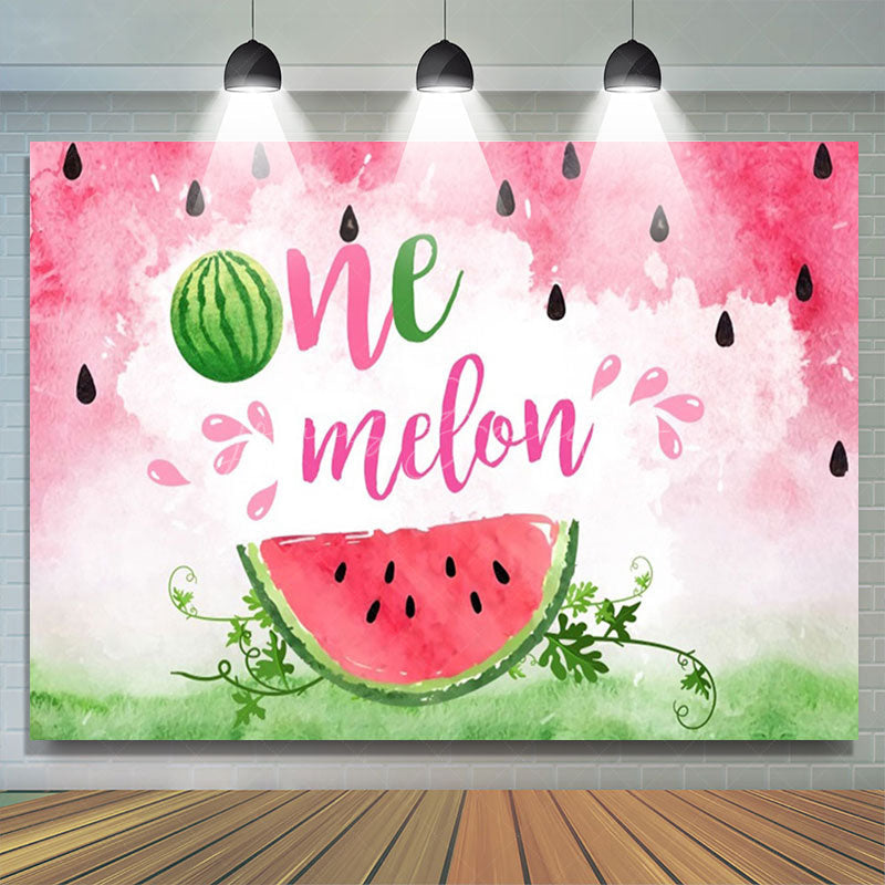 Lofaris Red Green Watermelon 1st Birthday Party Backdrop