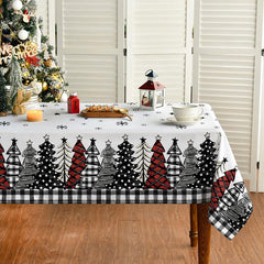 Lofaris Red Grey Christmas Cedar Forest Snowflake Tablecloth