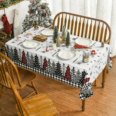 Lofaris Red Grey Christmas Cedar Forest Snowflake Tablecloth