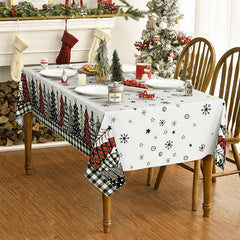 Lofaris Red Grey Christmas Cedar Forest Snowflake Tablecloth