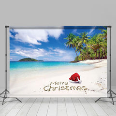 Lofaris Red Hat Beach Coconut Christmas In July Backdrop