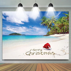 Lofaris Red Hat Beach Coconut Christmas In July Backdrop