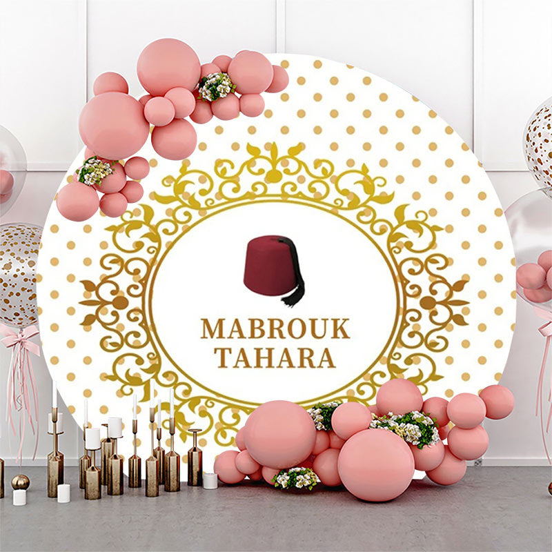 Lofaris Red Hat Mabrouk Tahara White Gold Round Backdrop