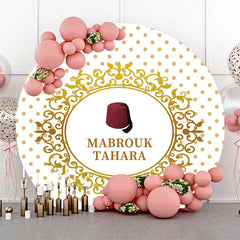 Lofaris Red Hat Mabrouk Tahara White Gold Round Backdrop