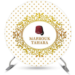 Lofaris Red Hat Mabrouk Tahara White Gold Round Backdrop