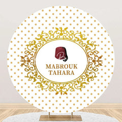 Lofaris Red Hat Mabrouk Tahara White Gold Round Backdrop