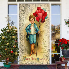 Lofaris Red Heart Balloon Boy Valentines Day Door Cover