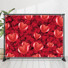 Lofaris Red Heart Bloom Rose Romantic Valentines Day Backdrop