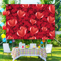 Lofaris Red Heart Bloom Rose Romantic Valentines Day Backdrop