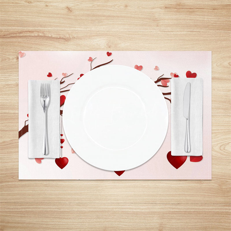 Lofaris Red Heart Brown Branch Dining Set Of 4 Placemats