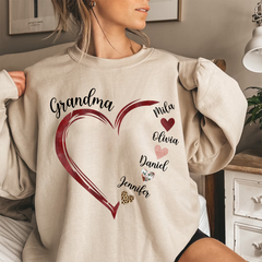 Lofaris Red Heart Grandma Grandkids Gift Custom Sweatshirt