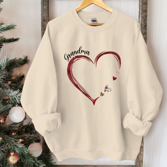 Lofaris Red Heart Grandma Grandkids Gift Custom Sweatshirt