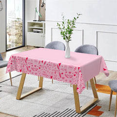 Lofaris Red Heart Patterns Pink Valentines Kitchen Tablecloth