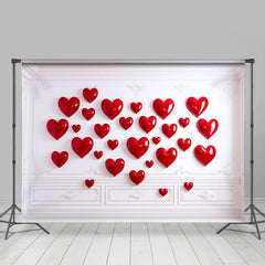 Lofaris Red Heart White Wall Simple Valentines Day Backdrop