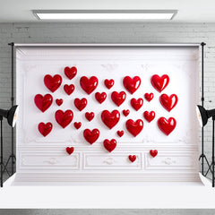 Lofaris Red Heart White Wall Simple Valentines Day Backdrop