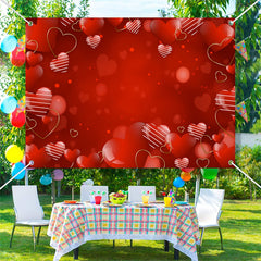 Lofaris Red Hearts White Lines Bokeh Valentines Day Backdrop