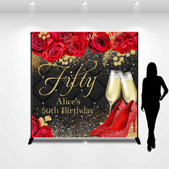 Lofaris Red High Heel Custom 50th Birthday Backdrop for Women