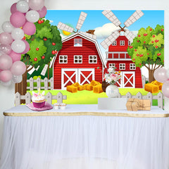 Lofaris Red House Farm Apple Trees Grass Birthday Backdrop