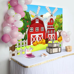 Lofaris Red House Farm Apple Trees Grass Birthday Backdrop