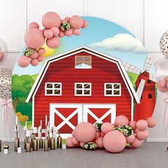 Lofaris Red House Farm Sun Grass Round Birthday Backdrop