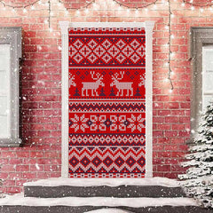 Lofaris Red Knitted Elk Warm Merry Christmas Door Cover