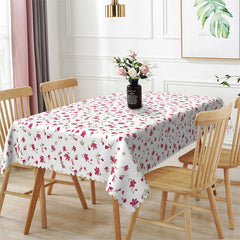 Lofaris Red Little Flower White Rectangle Tablecloth for Cafe