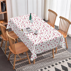 Lofaris Red Little Flower White Rectangle Tablecloth for Cafe