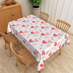 Lofaris Red Little Repeat Heart White Rectangle Tablecloth