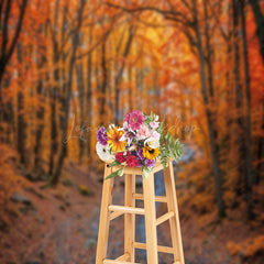 Lofaris Red Maple Forest Autumn Natural Scenery Backdrop