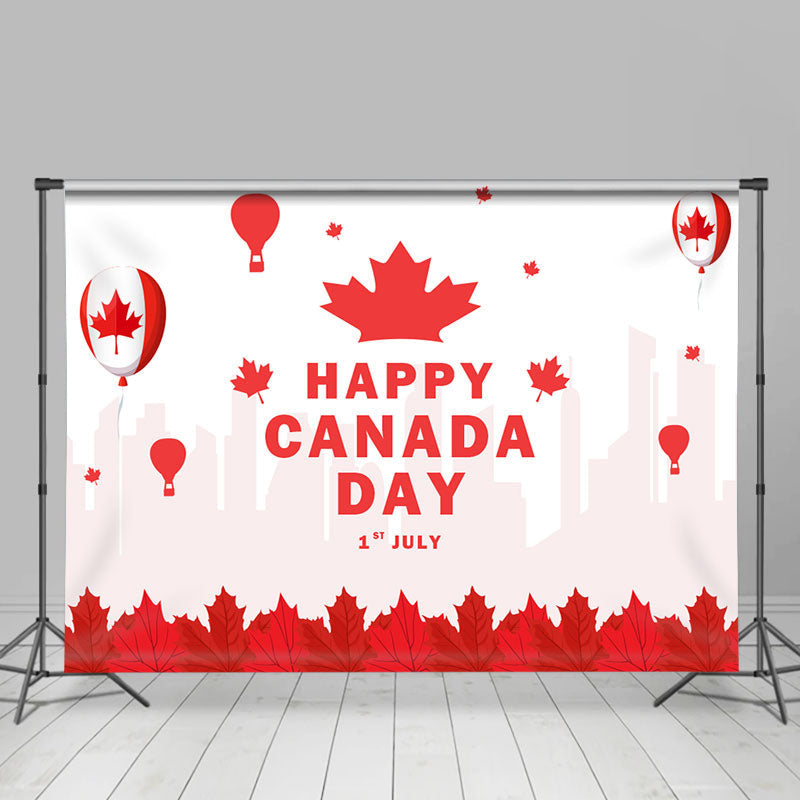 Lofaris Red Maple Leaf Balloons Happy Canada Day Backdrop