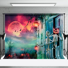 Lofaris Red Moon Horror Night Happy Halloween Pumpkin Tomb Backdrop