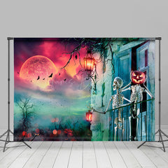 Lofaris Red Moon Horror Night Happy Halloween Pumpkin Tomb Backdrop