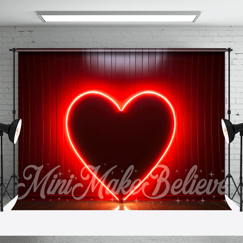 Lofaris Red Neon Light Heart Happy Valentines Day Backdrop