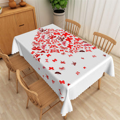 Lofaris Red Paper Cut Butterfly White Rectangle Tablecloth