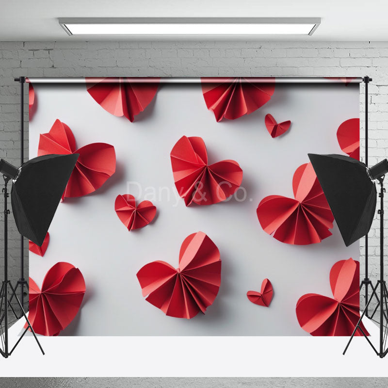 Lofaris Red Paper Folded Hearts Valentine’s Day Backdrop