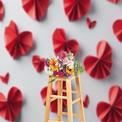 Lofaris Red Paper Folded Hearts Valentine’s Day Backdrop