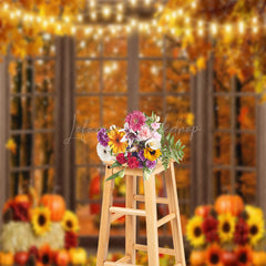 Lofaris Red Pickup Truck With Food Outside The Window Autumn Backdrop