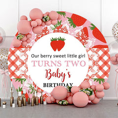 Lofaris Red Pink Berry Sweet Round Babys Birthday Backdrop