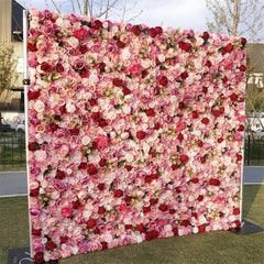 Lofaris Red Pink Flower Square Wall Party Backdrop Decor