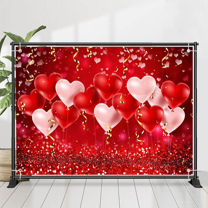 Lofaris Red Pink Heart Balloon Bokeh Valentines Day Backdrop