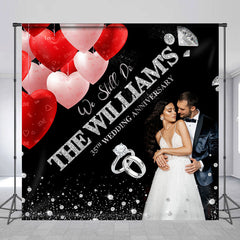 Lofaris Red Pink Heart Balloon Custom Anniversary Backdrop