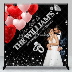 Lofaris Red Pink Heart Balloon Custom Anniversary Backdrop